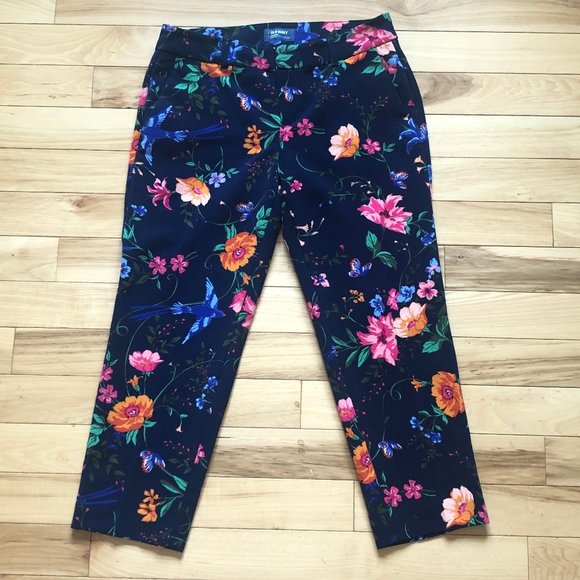Old Navy Blue Harper Floral Ankle Pants Various Sz - Picture 1 of 7